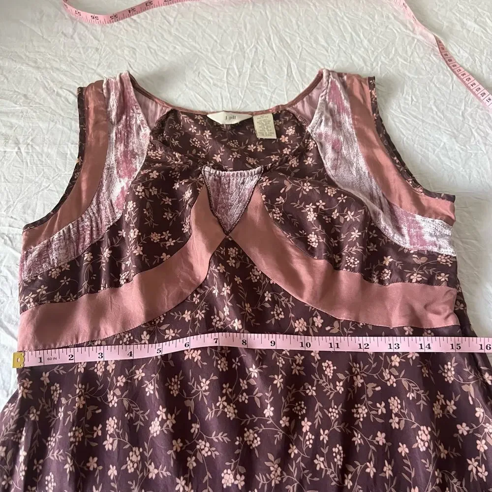 J. Jill Silk Blend Floral Babydoll Sleeveless Knee Length Dress Size 8 Petite - Picture 9 of 10